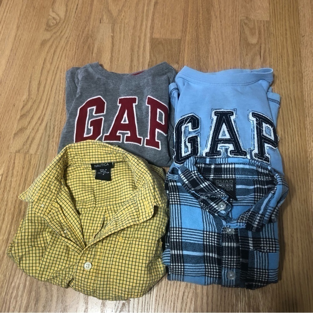 3T Shirt Bundle Long Sleeve Boys Gap Button Down Yellow Blue Gray Kids